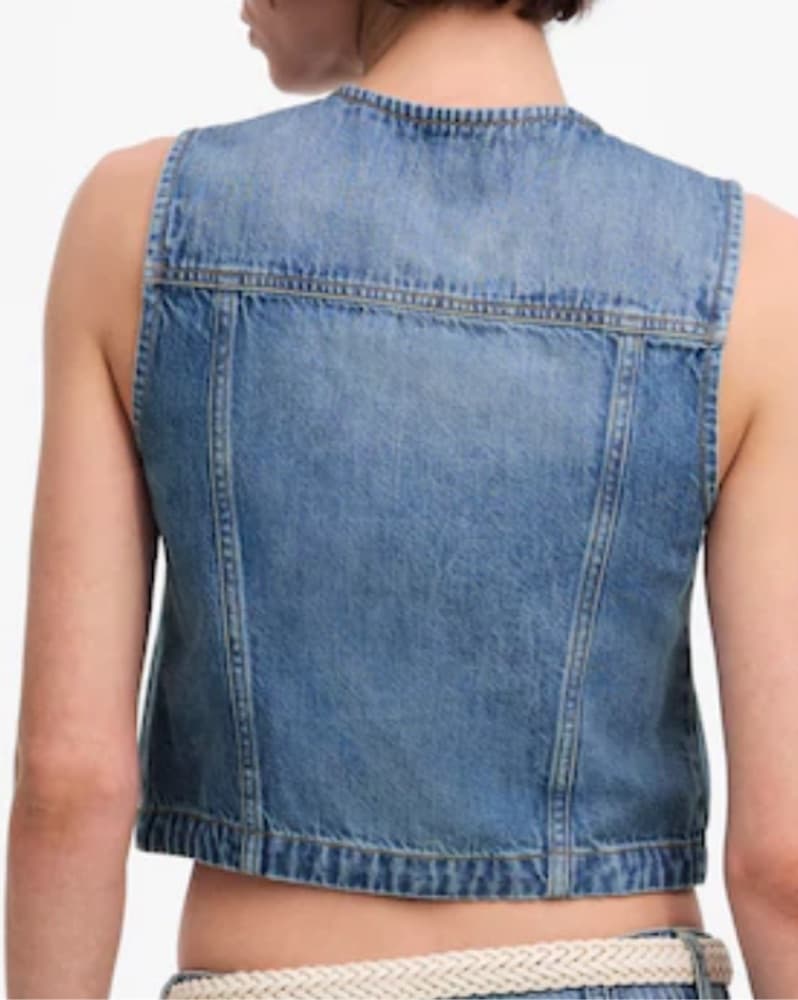 Madewell Cropped Denim Vest/Top - Image 3