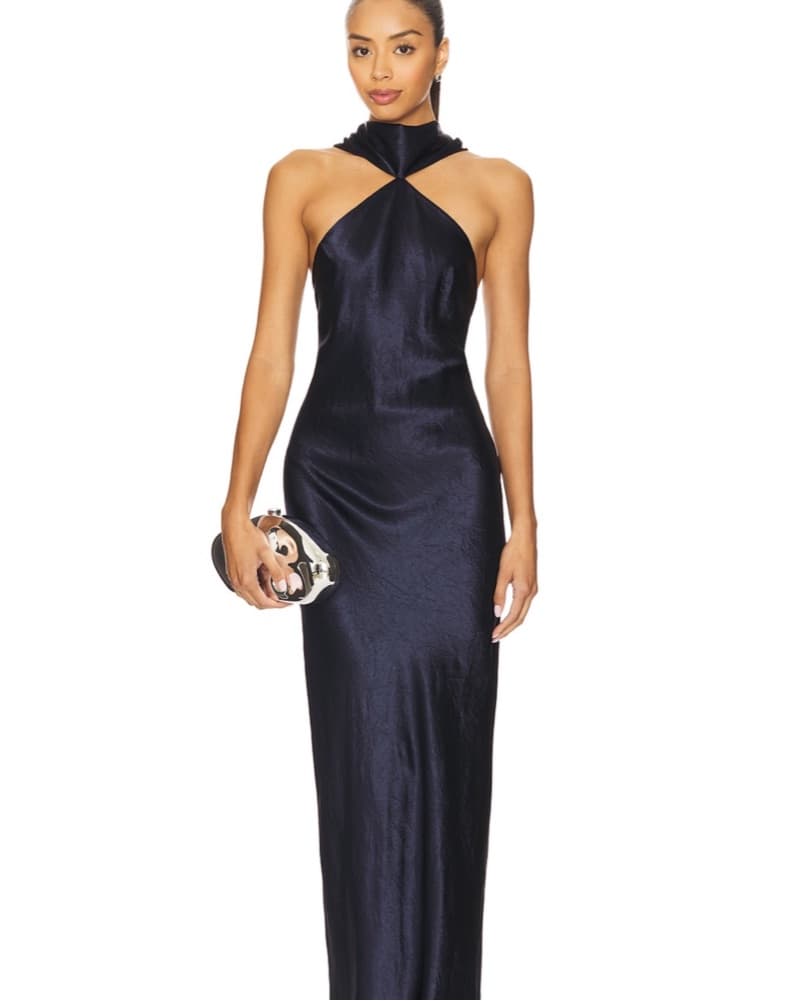 Amanda Uprichard Aston Maxi Dress Navy - Image 1