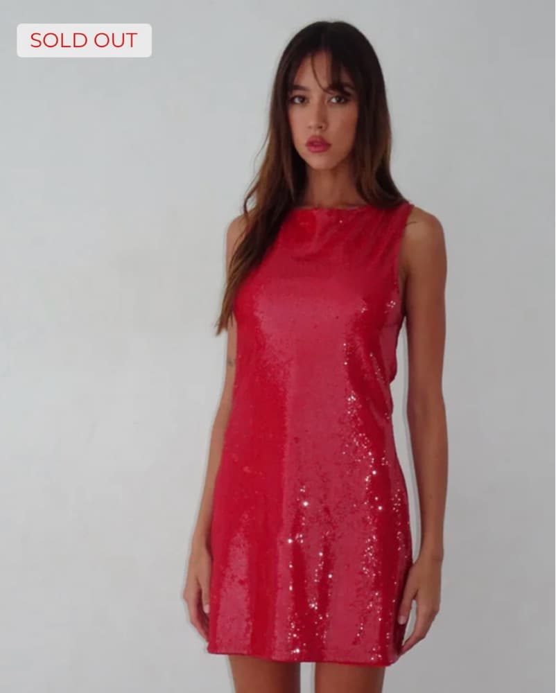 Red Sequin Mini Dress - Image 2