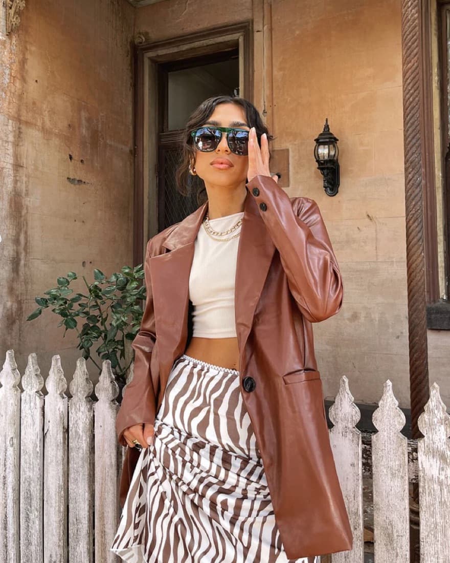 Faux Leather blazer brown Xs/S - Image 2
