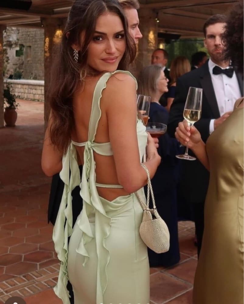 Nana Jacqueline Caroline wedding guest Dress green gown   - Image 3