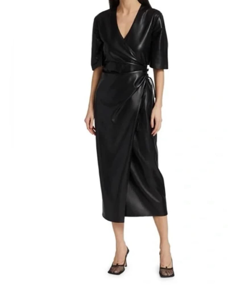 Nanushka Helisa Vegan Leather Wrap Dress - Image 1
