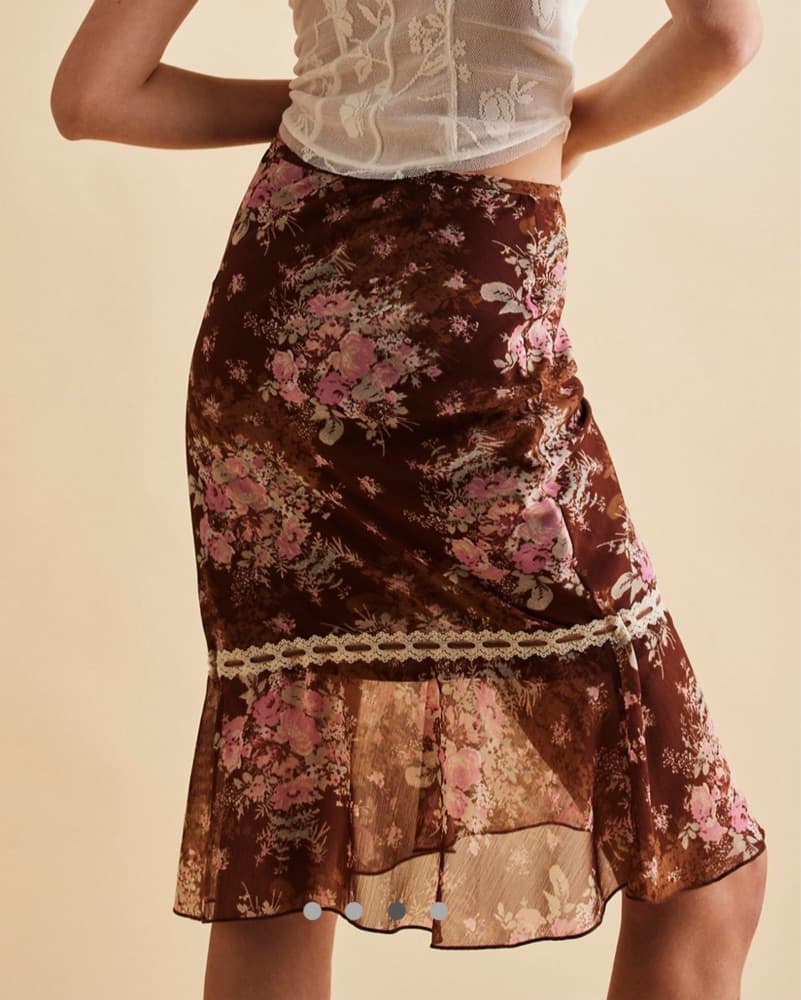 Free People Brown Floral Midi Skirt - Image 4