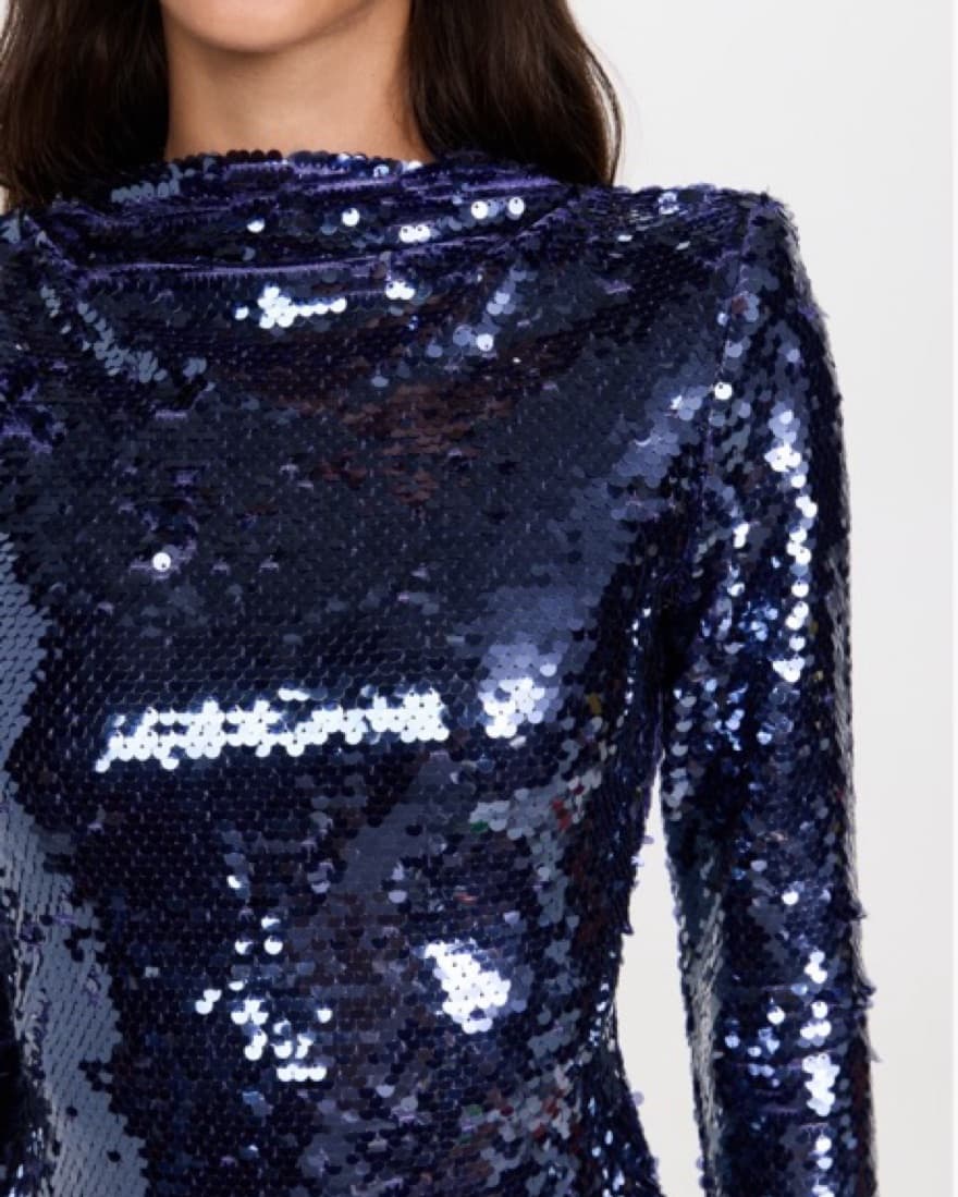 SelfPortrait Black Tie Navy Sequin Gown  - Image 6
