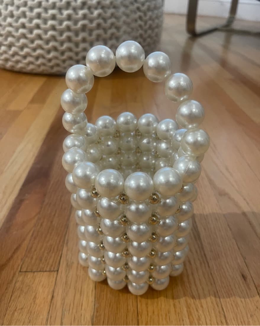 White & Gold Pearl Bag  - Image 3