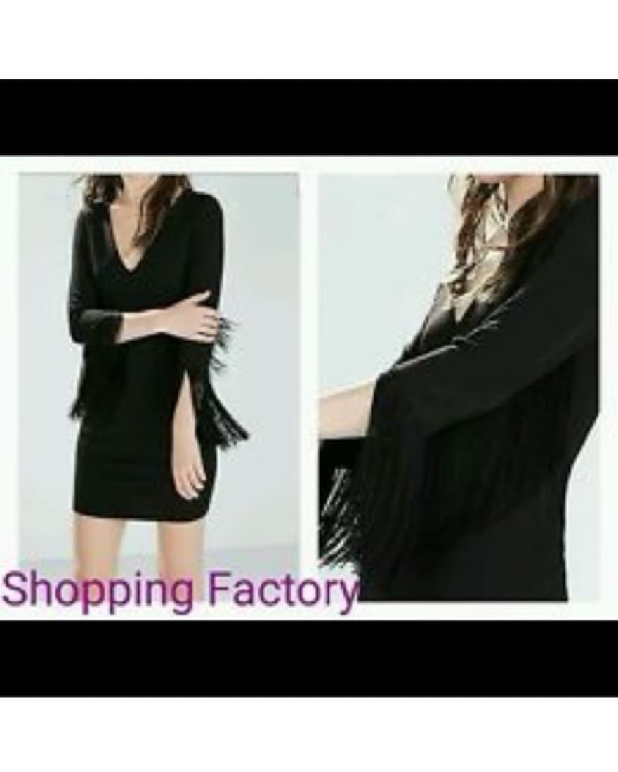 Black Suede Fringe Dress - Image 3