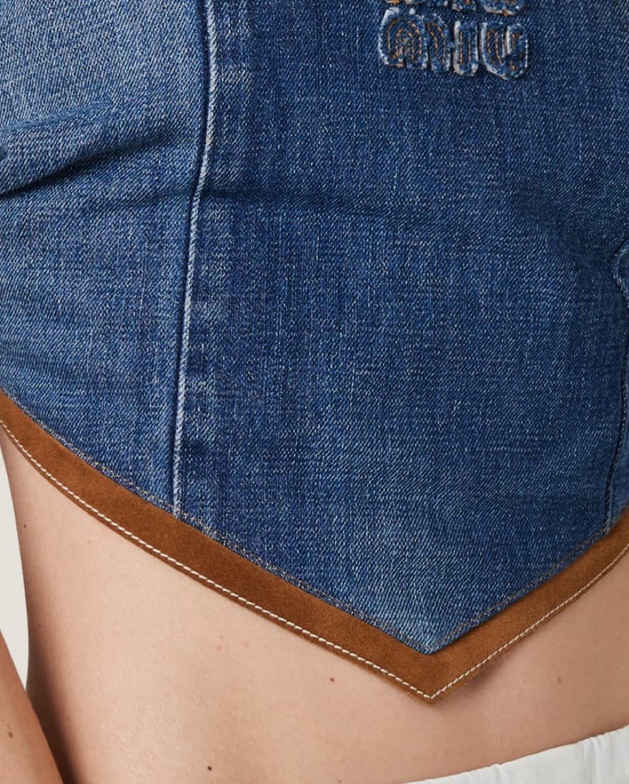 Miu Miu Hanky Hem Top Denim Suede - Image 6