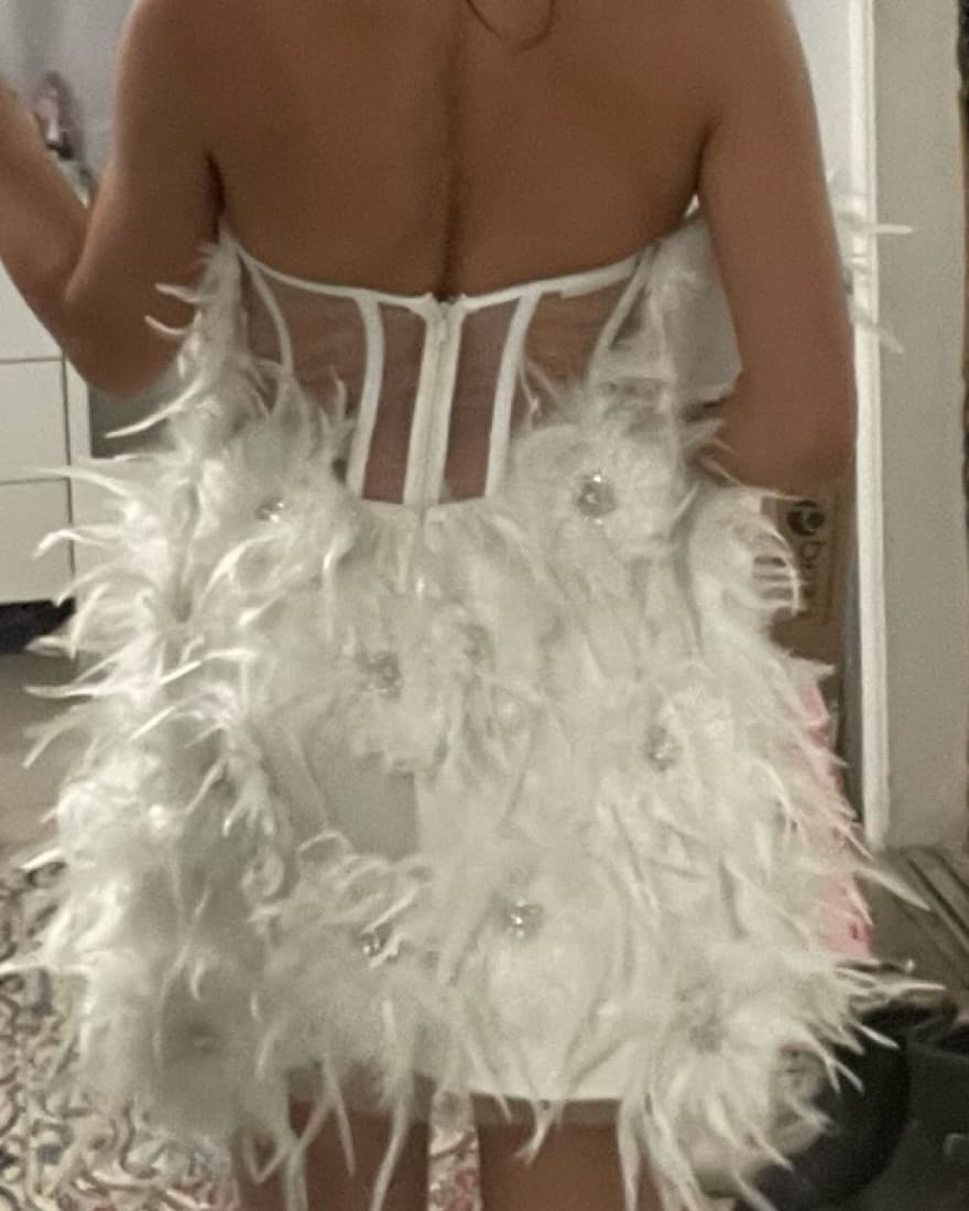 Bridal Corset Dress With Feathers - Image 5