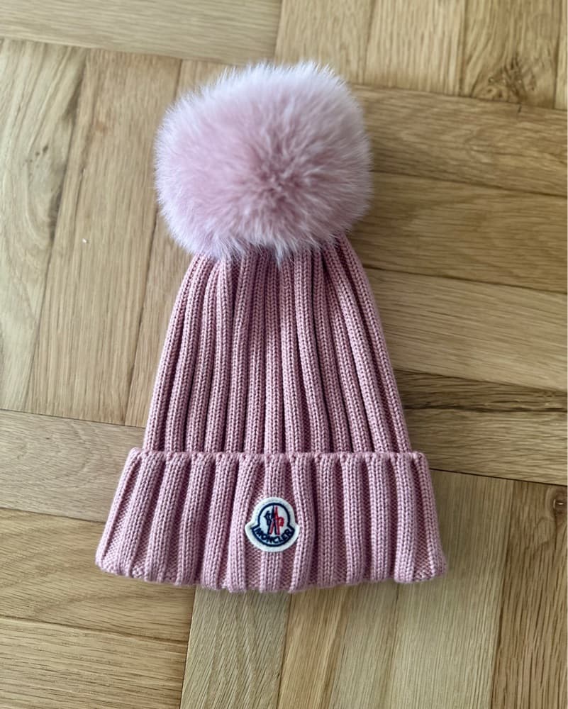 Moncler Blush Pink Pom Pom Beanie - Image 2