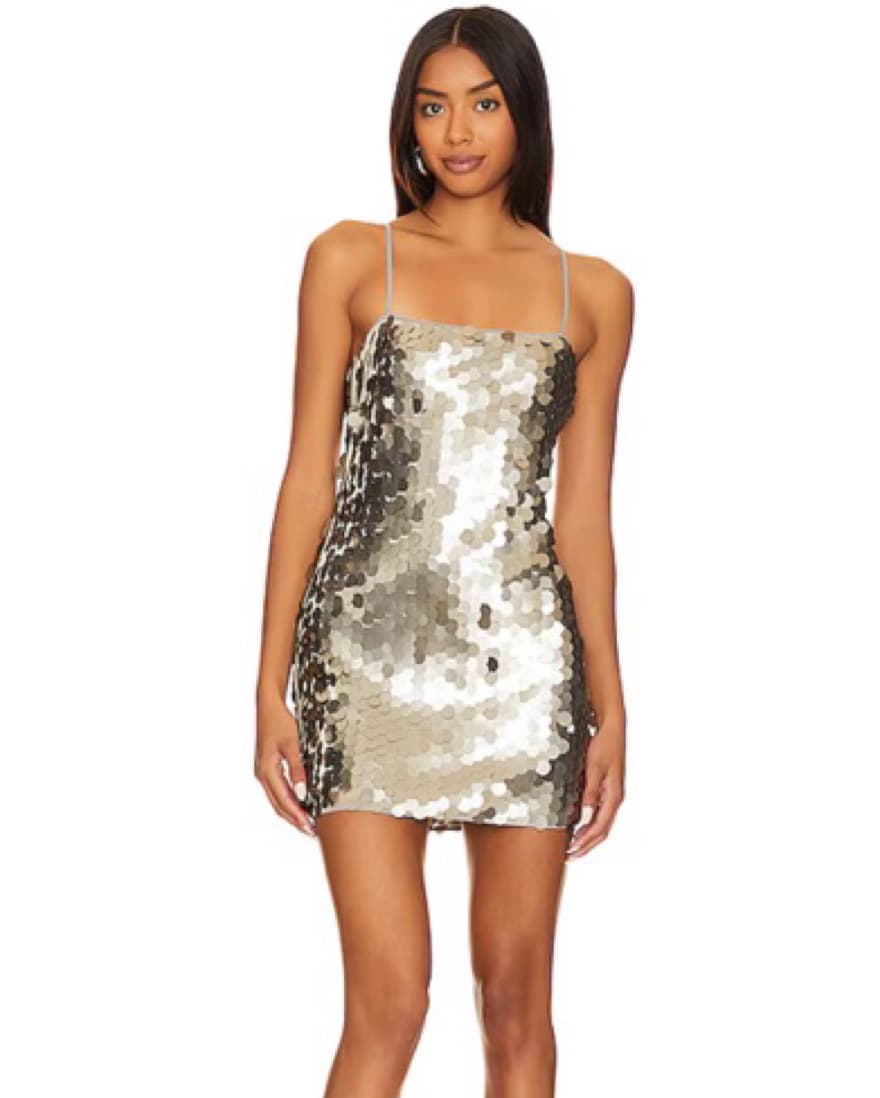 Matte Silver Sequin Mini Dress - Image 2