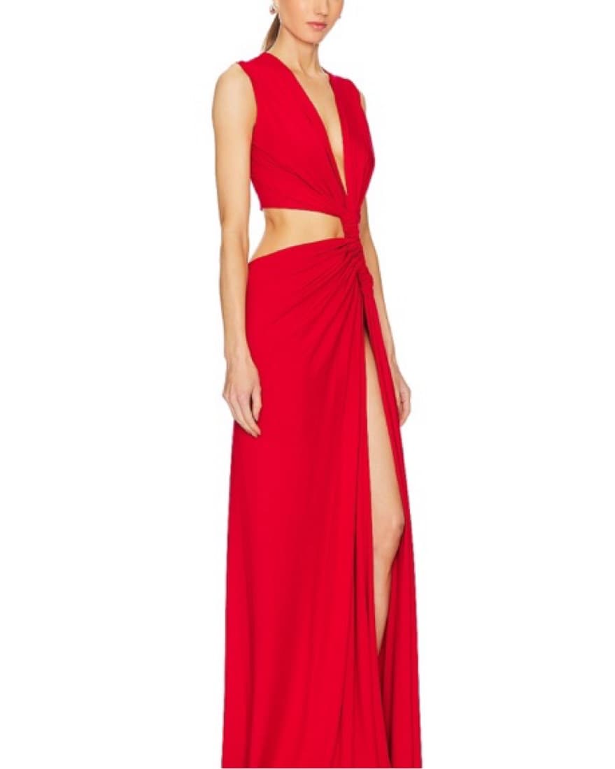 Red Draped Maxi Dress - Image 4