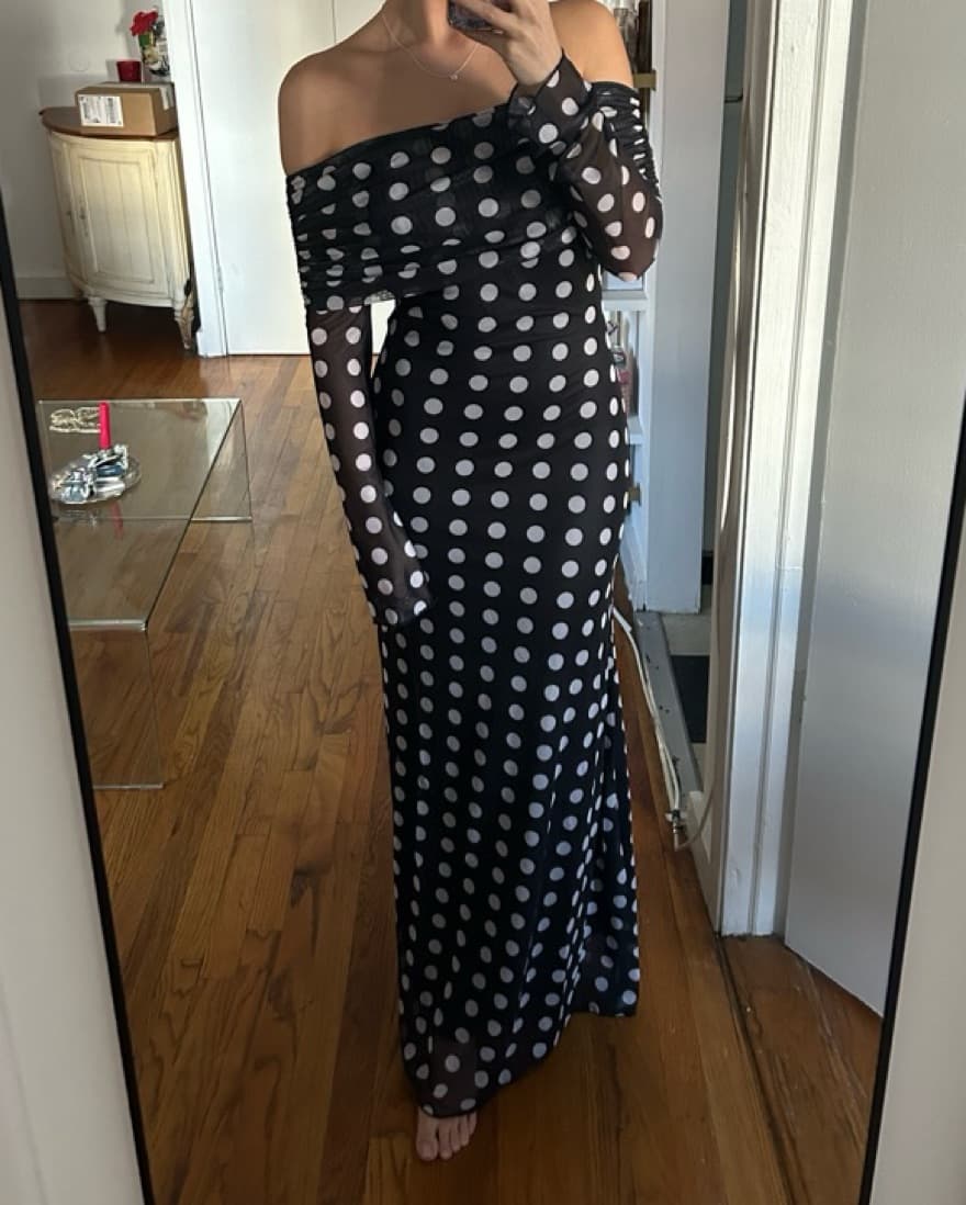 Black Polka Dot Maxi Dress - Image 3