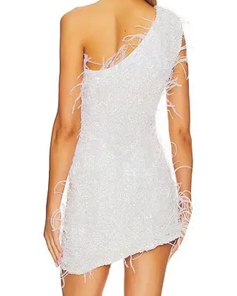 Retrofete White Sequin Feather Dress - Image 6