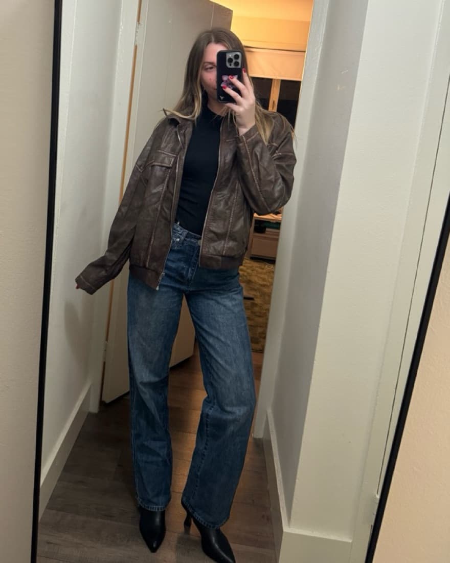 Brown Leather Jacket - Image 1