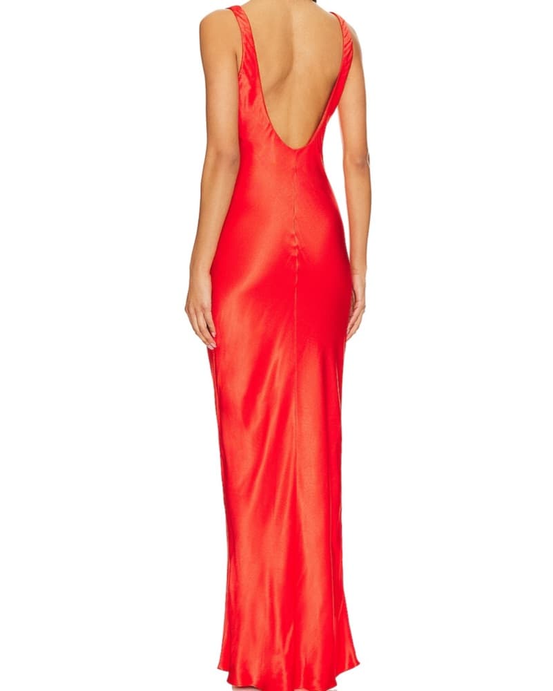 Line and Dot Red Bias Dress - Image 2