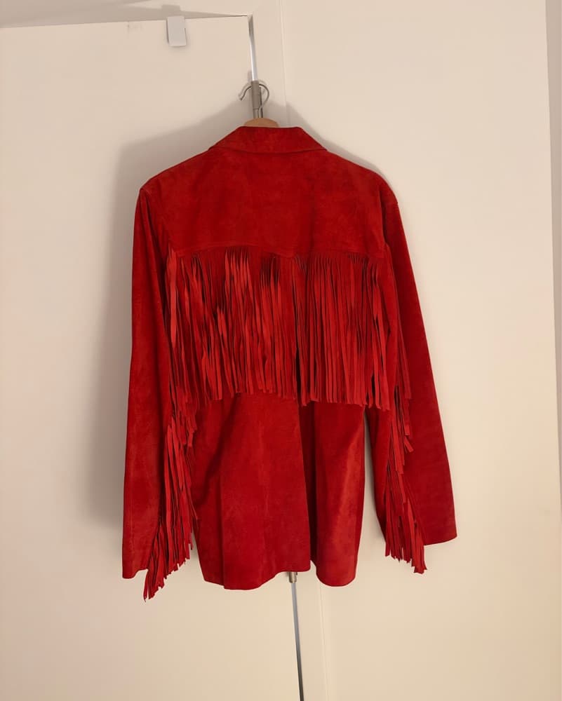 Red Suede Fringe Jacket - Image 4