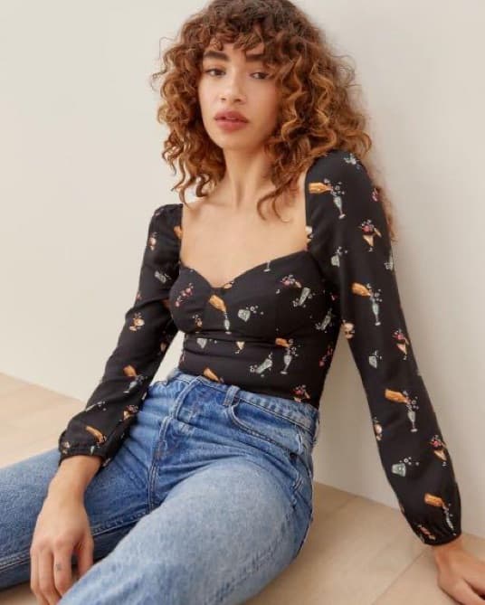 Reformation Reign Cocktail Print Top - Image 1