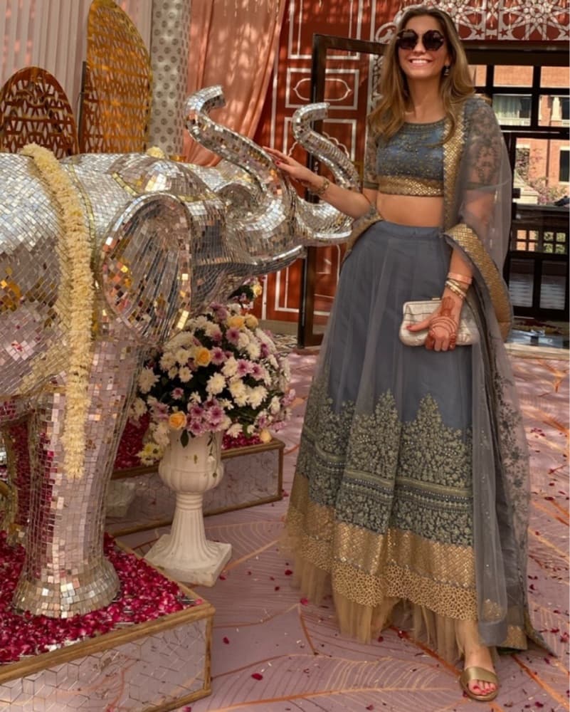 Blue Embroidered Lehenga - Image 3