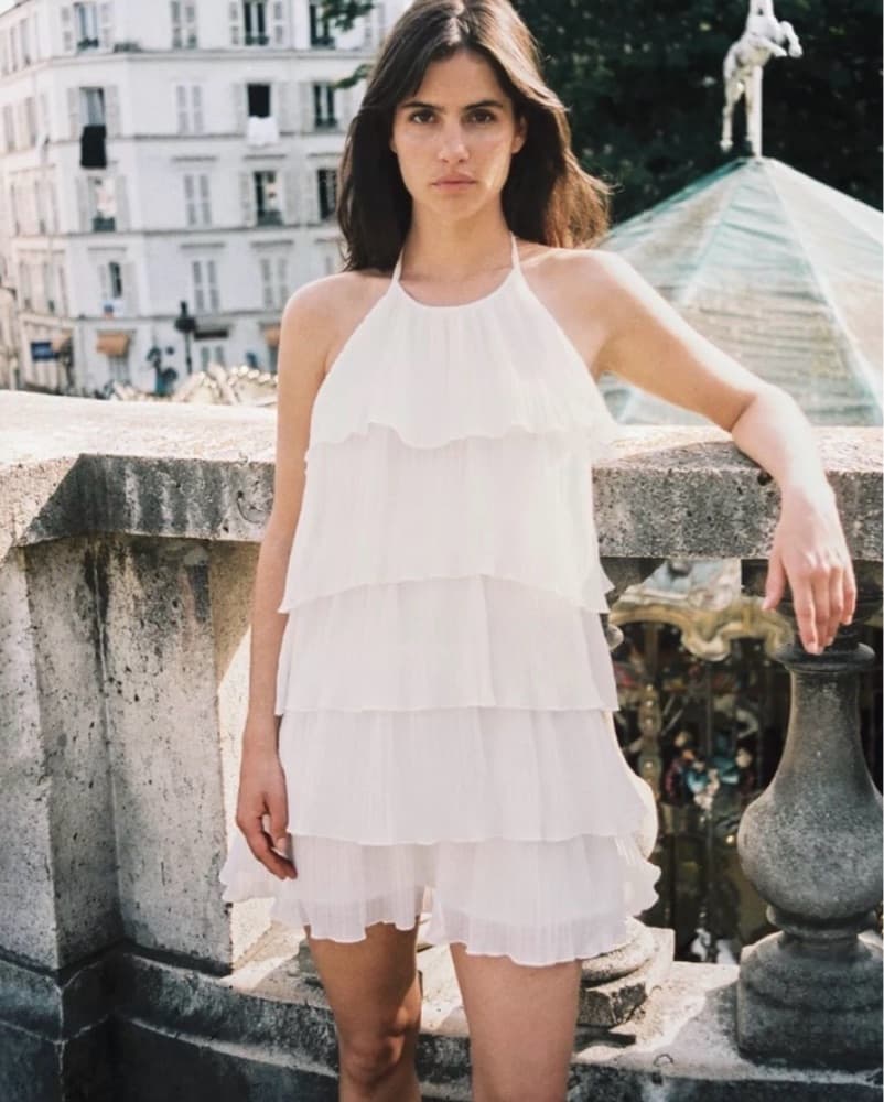 Zara Ruffl White Minidress - Image 1