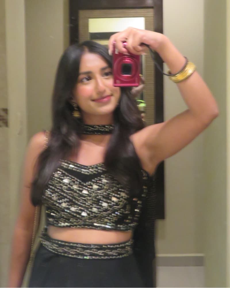 Black Lehenga w/ Choker Shawl - Image 4