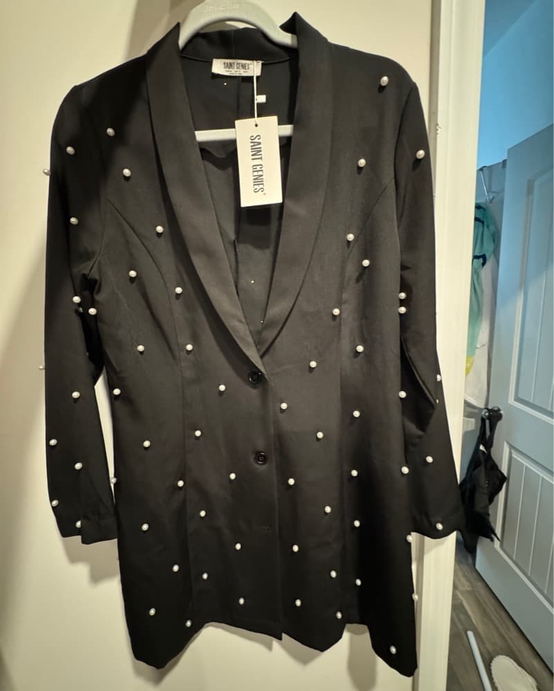 Chic Pearl Blazer Dress - Image 4