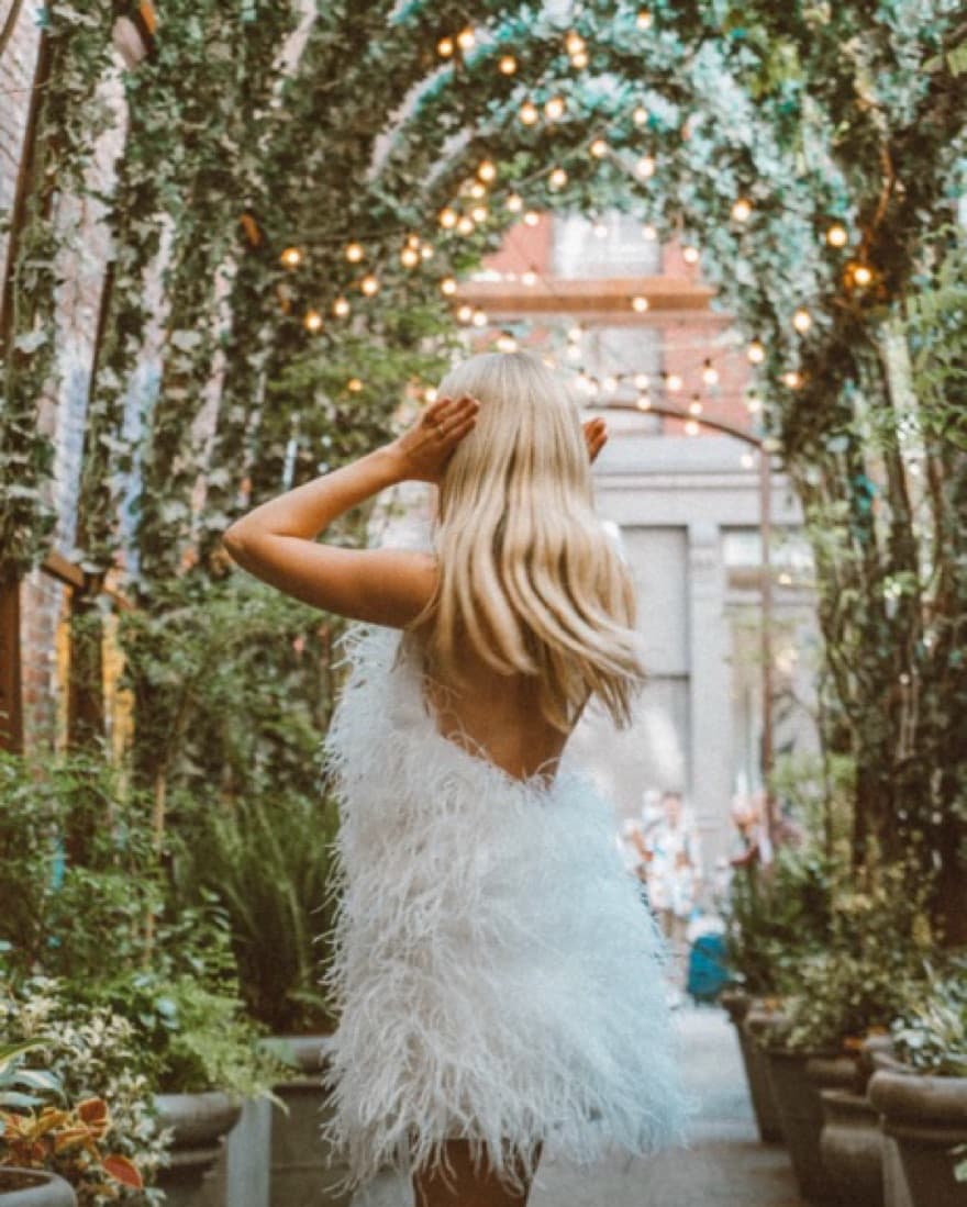 White Feather High Neck Dress - Image 4