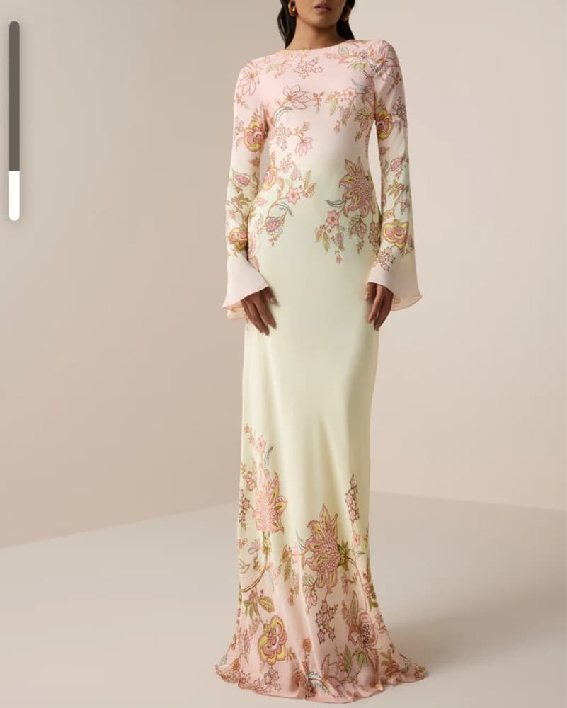 Back Tie Maxi Dress in Yellow and Pink - Image 1