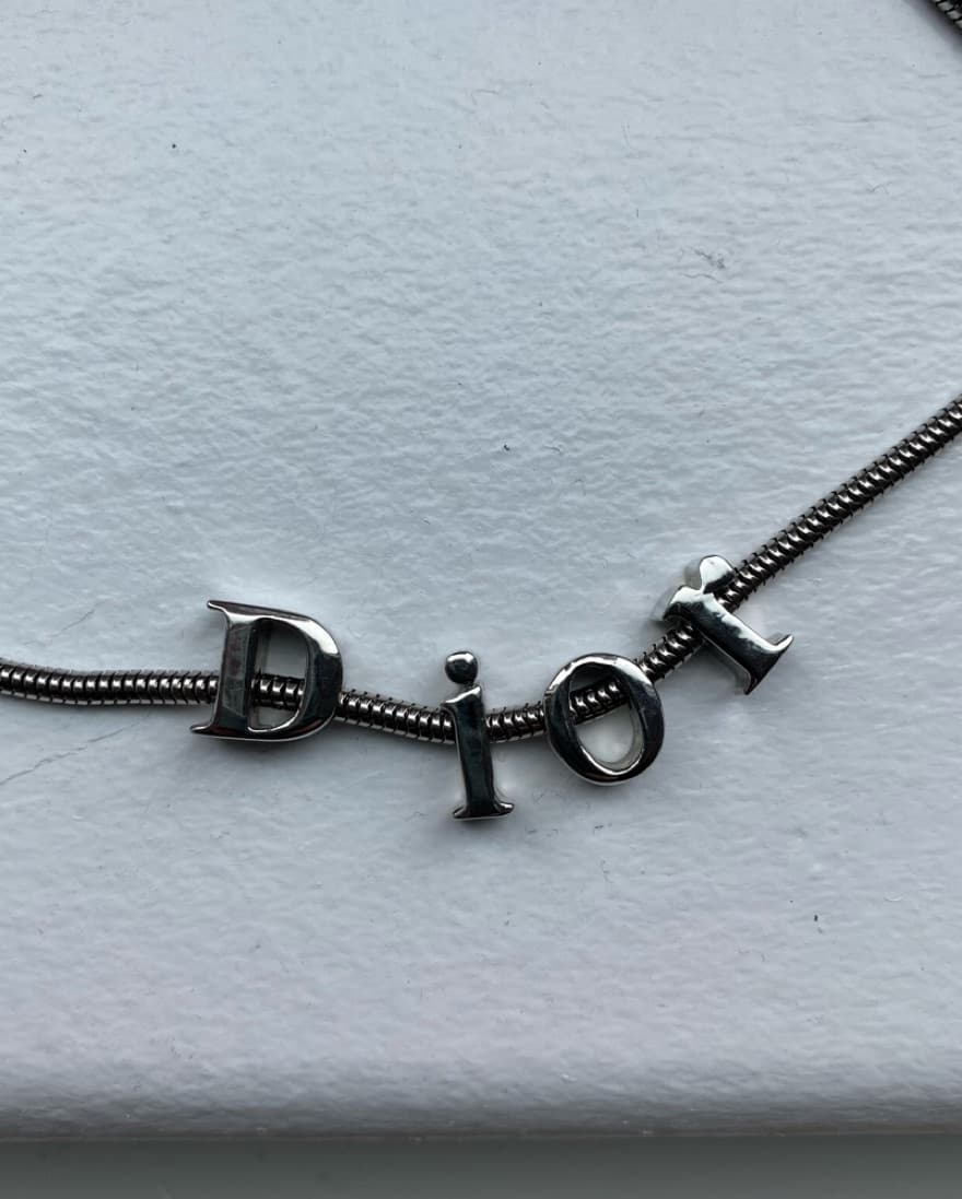 Dior Silver Chain Letter Necklace - Image 2