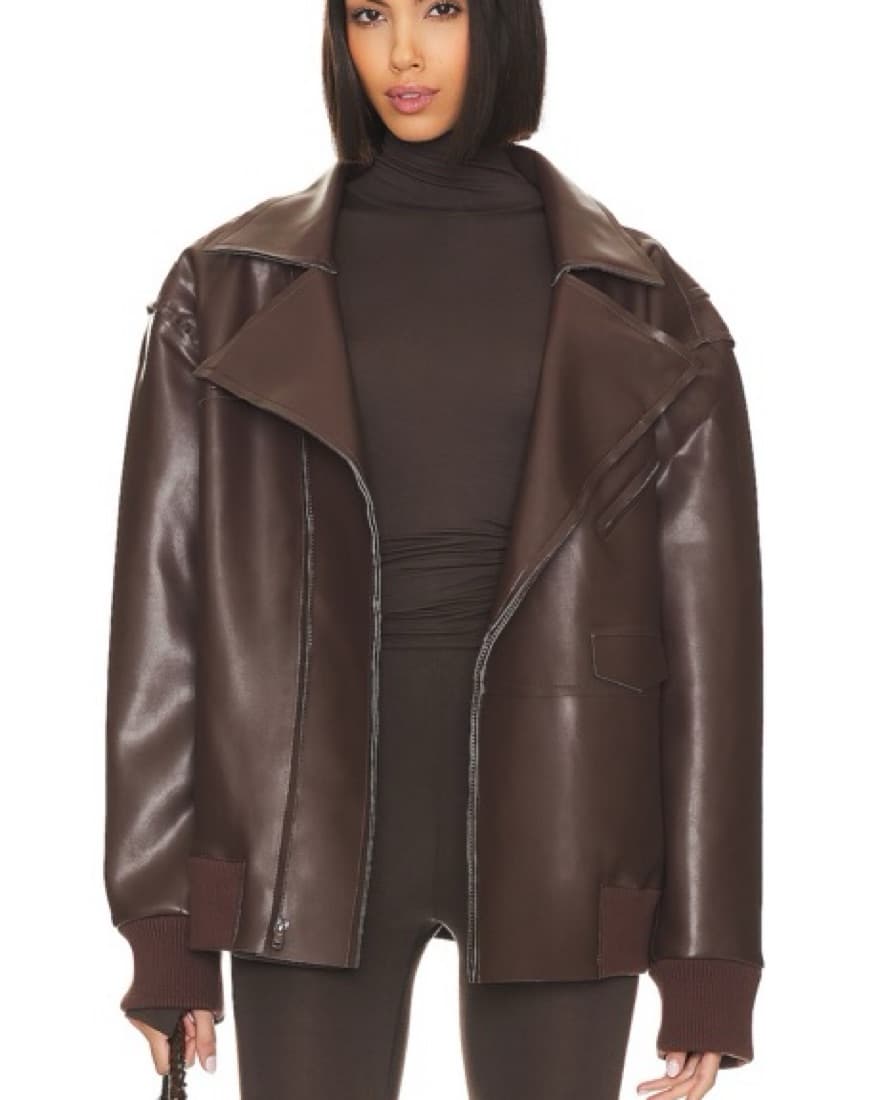 Norma Kamali Brown Leather Jacket  - Image 1