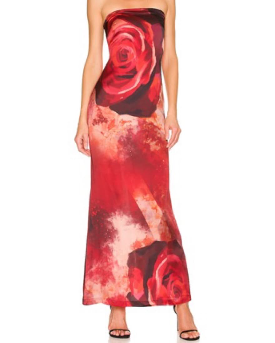 KIM SHUI TUBE SILK GOWN IN RED ROSE - Image 1