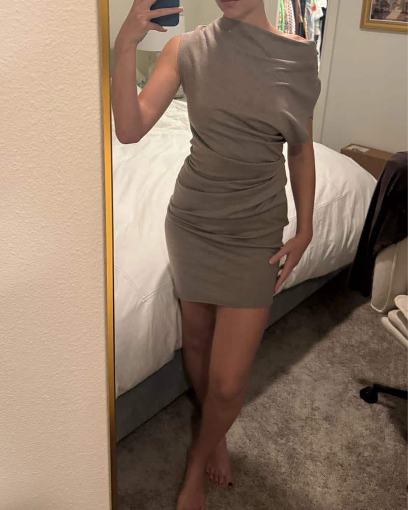 Helmut Lang Asymetrical Wool Dress  - Image 4