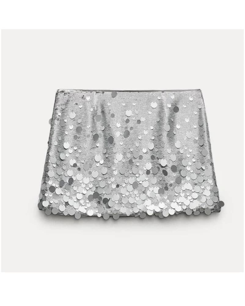Grey Sparkle Mini Skirt  - Image 3