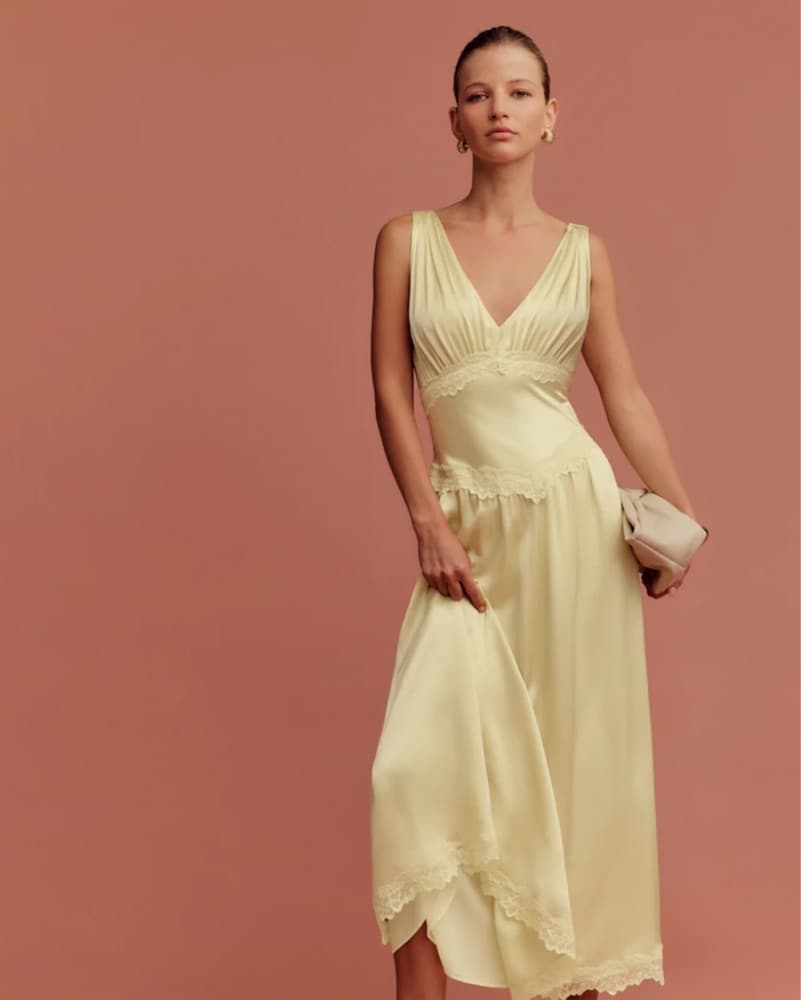 Reformation Butter Yellow Silk Dress - Image 1