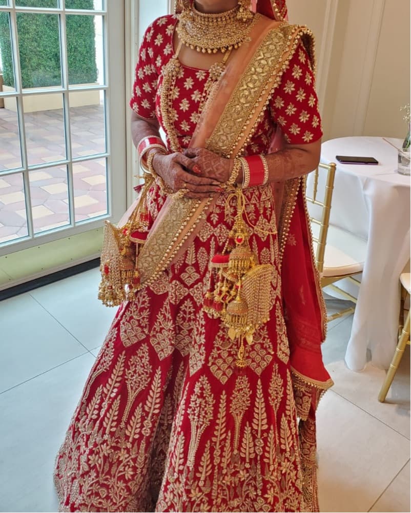 Exquisite Red and Gold Embroidered Lehenga Choli - Image 1