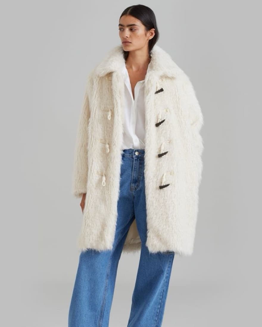 White faux fur coat - Image 2