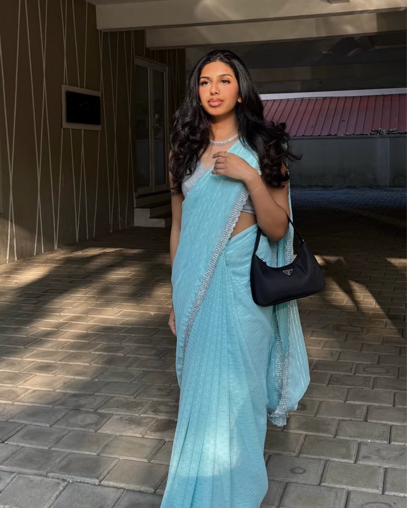 Blue Indian Saree | Comes as a piece of cloth, needs to be draped* - Image 1