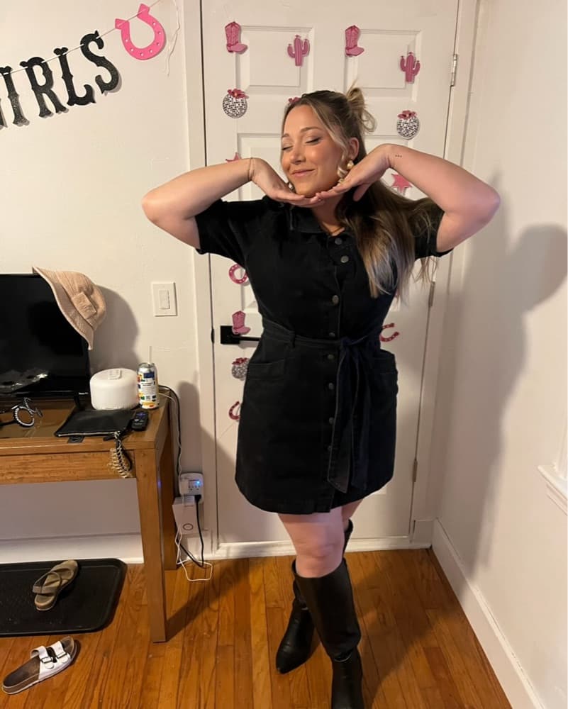 Showpo Black Denim Mini Dress - Image 4