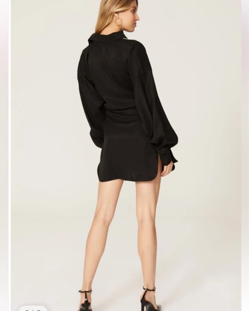 Black Waist-Sinch Shirt Dress - Image 3