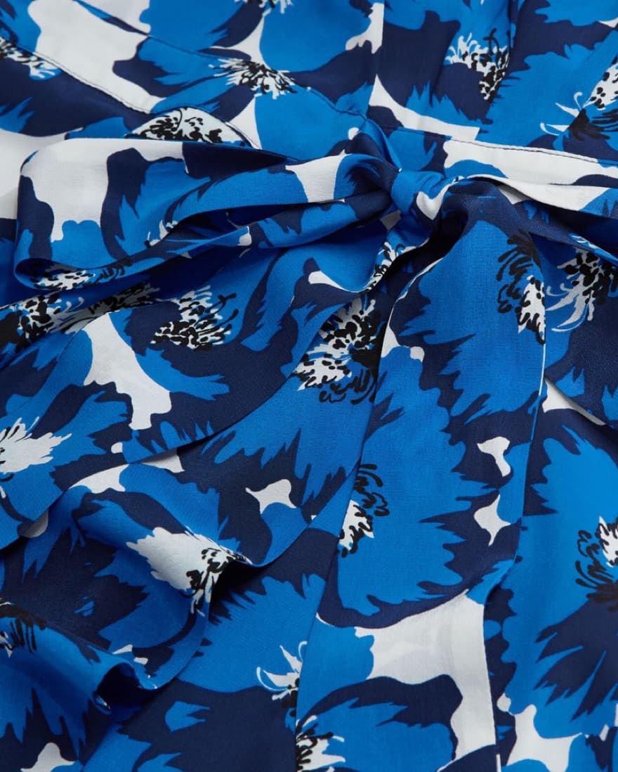 100% Silk Floral Wrap Midi Dress - Image 4
