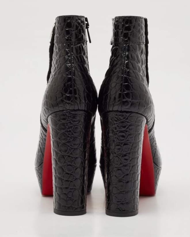 Sleek Croc-Embossed Platform Ankle Boots - Image 2