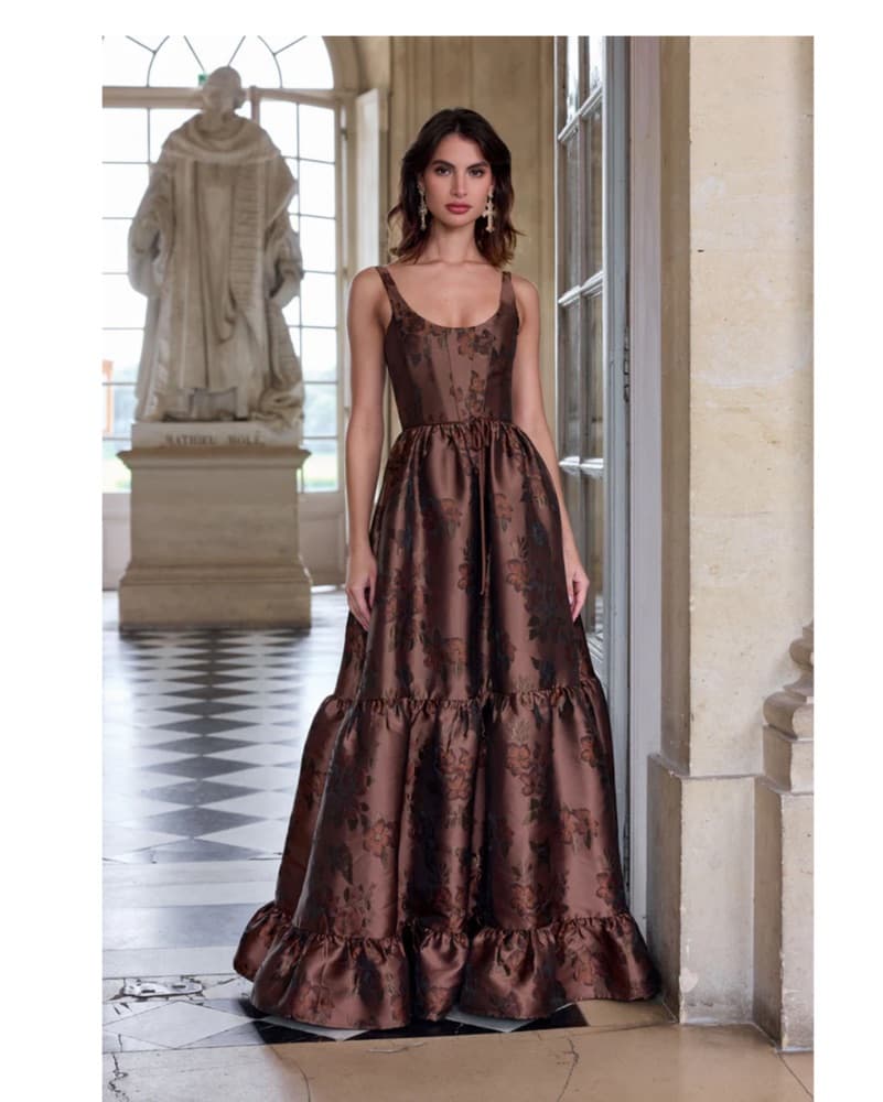 V Chapman Avery dress In cocoa Baroque  - Image 2