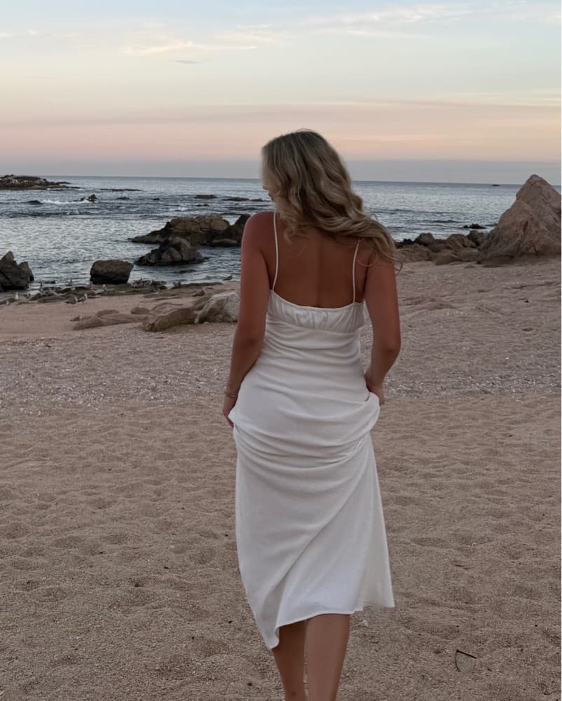 White Dress With Black Tie  - Image 2
