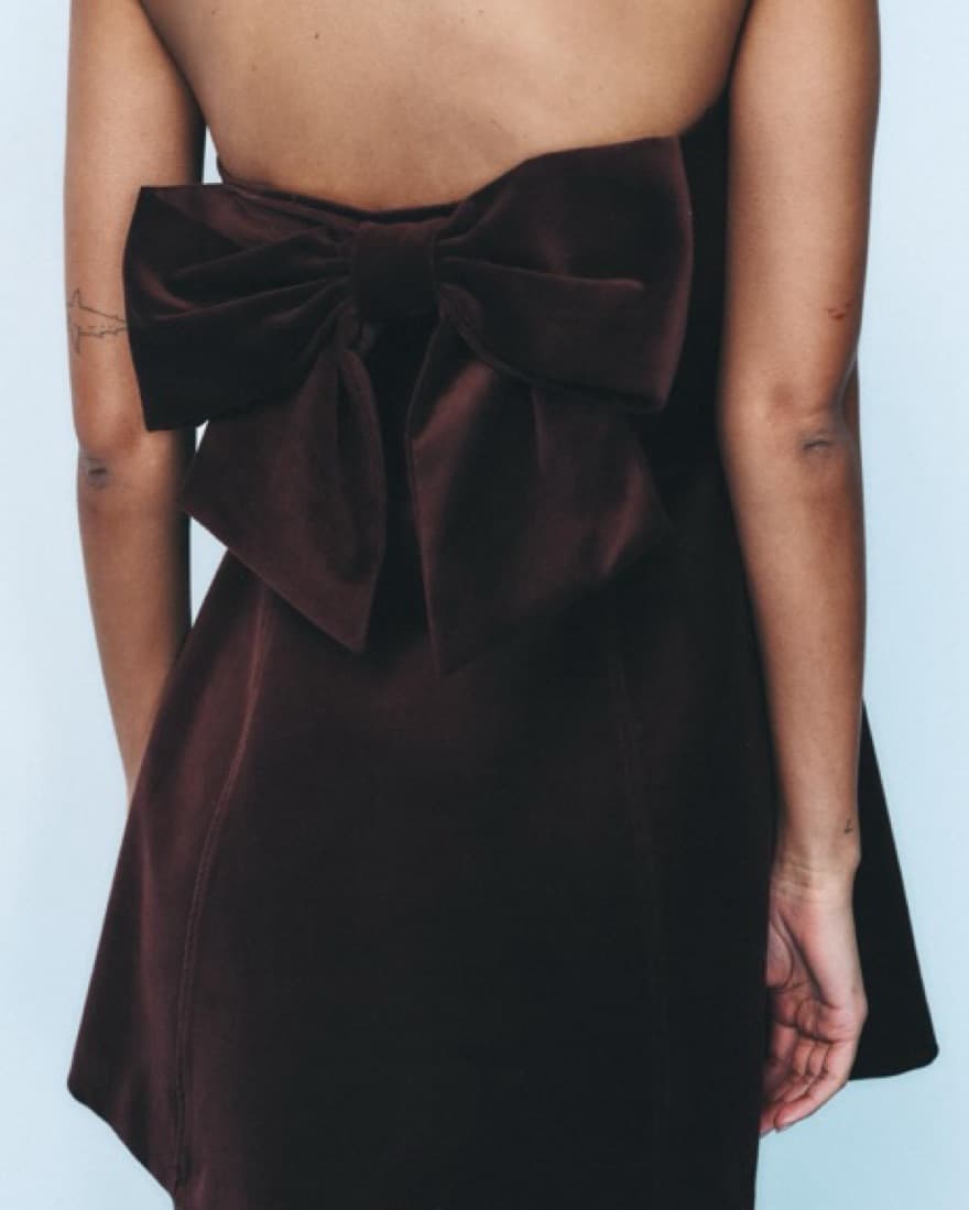 Velvet Bow Strapless Dress - Image 3