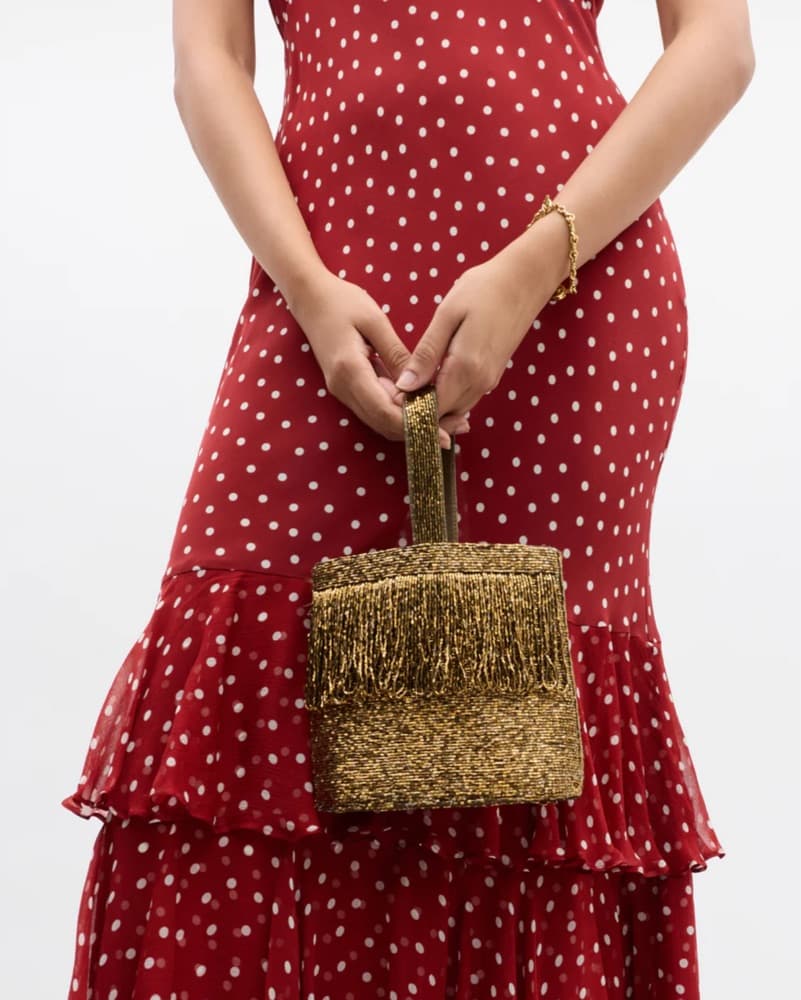 Shimmering Gold Beaded Clutch Rixo - Image 2