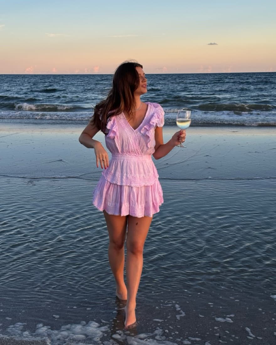 LoveShackFancy Gwen Dress in Pink Peony - Image 1