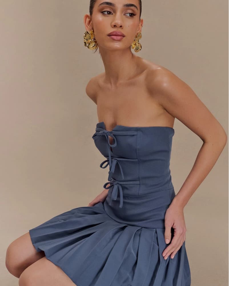 Chic Navy Bow Dress - Image 2