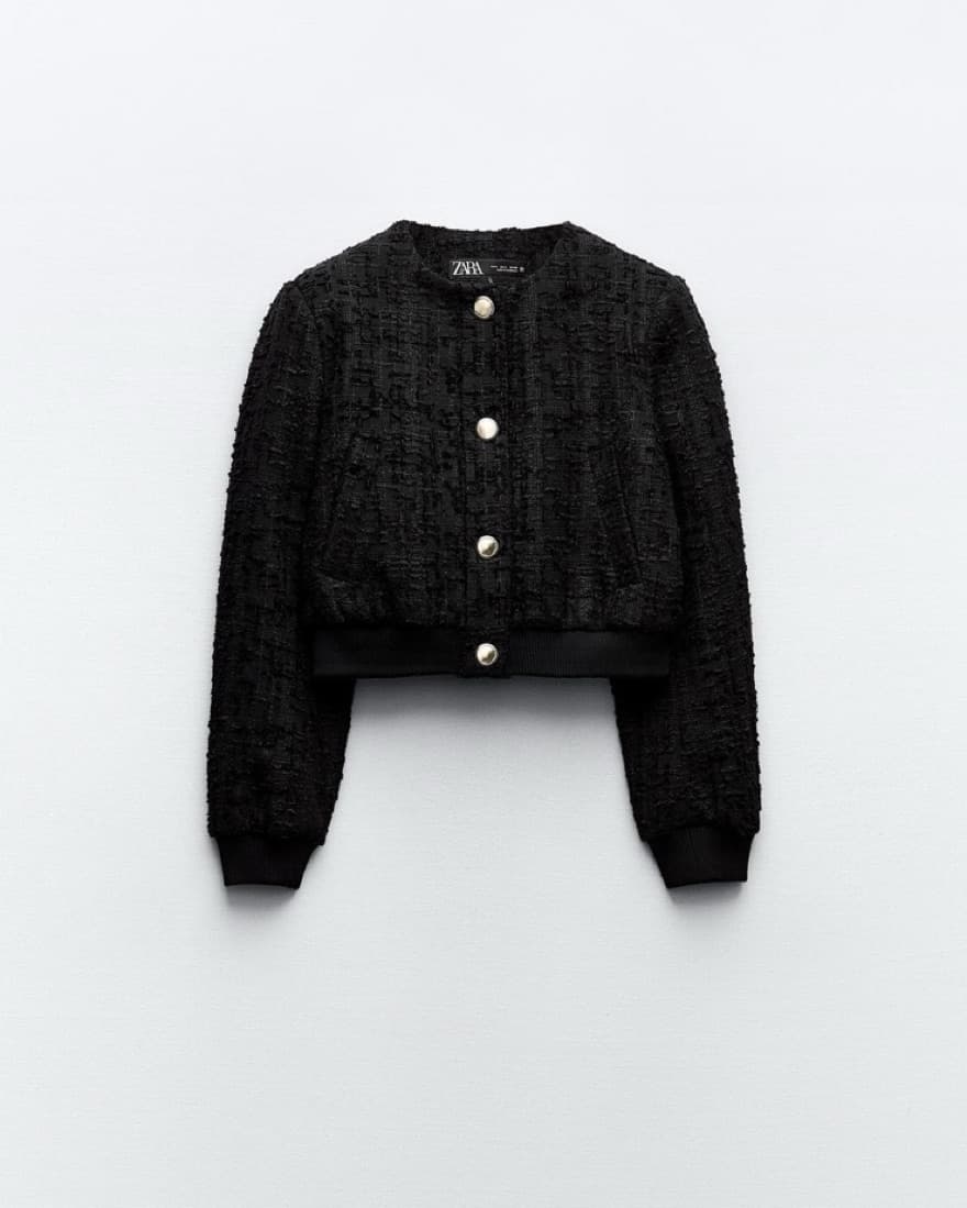 Zara Textured Weave Bomber Jacket - Image 2