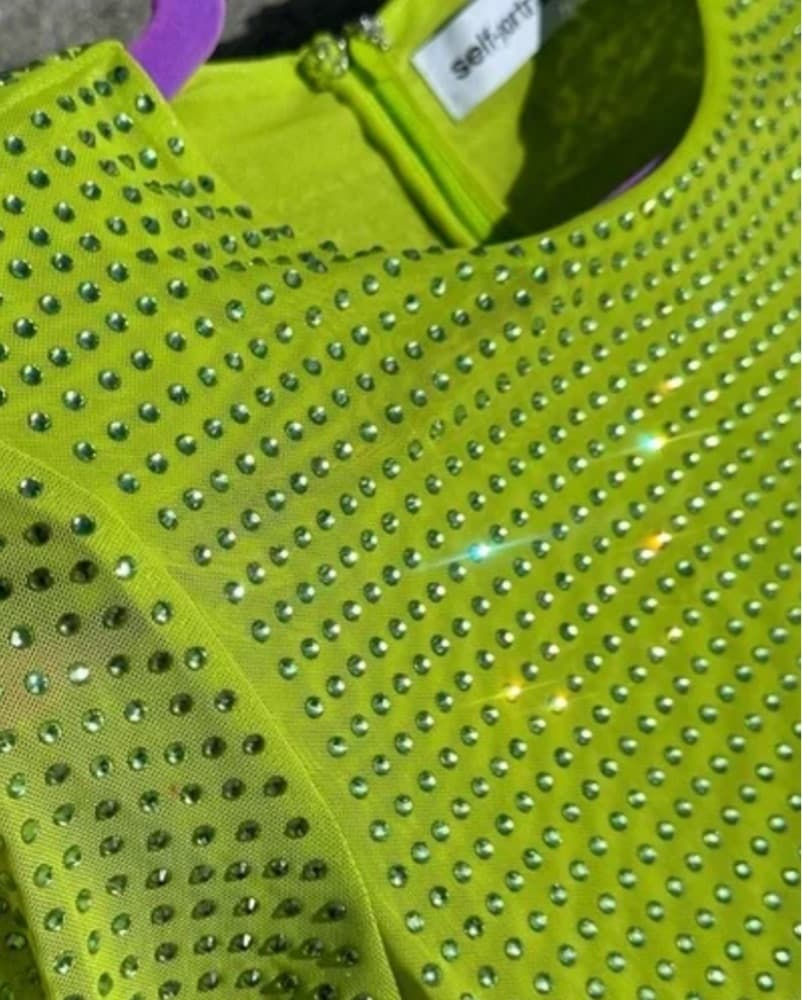 Green Rhinestone Studded Midi Dress - Image 5