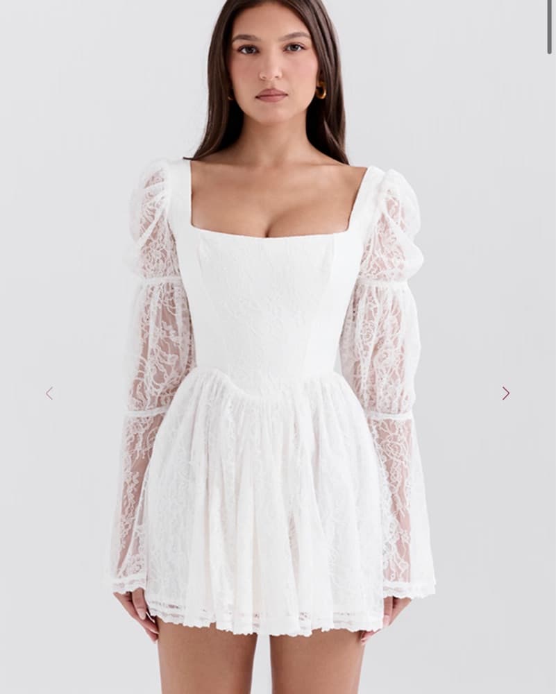 House Of CB Lace Puff Sleeve Mini Dress - Image 1