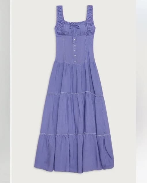 Frankies Bikinis Blue Gingham Maxi Dress - Image 1
